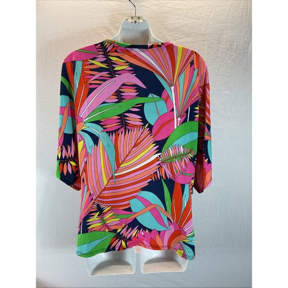 Trina Turk Blouse Womens M‎ Batwing Sleeve Tropical Floral Print Bold Top - Picture 4 of 10